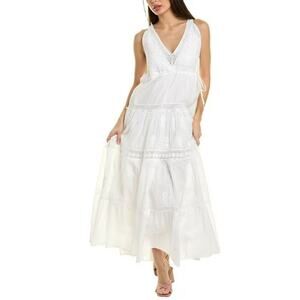 NEW Anthropologie Raga Samara White Tiered Lace V-Neck Maxi Dress